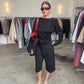 Soft Draped Off Shoulder Long Sleeve Top Black