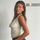 Twisted Back Knitted Halter Top Polka Dot
