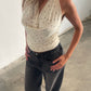 Twisted Back Knitted Halter Top Polka Dot