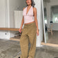 Woven Straight Leg Pants Dark Sand