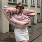 Oversized Contrast Stitch Jacket Dusty Pink