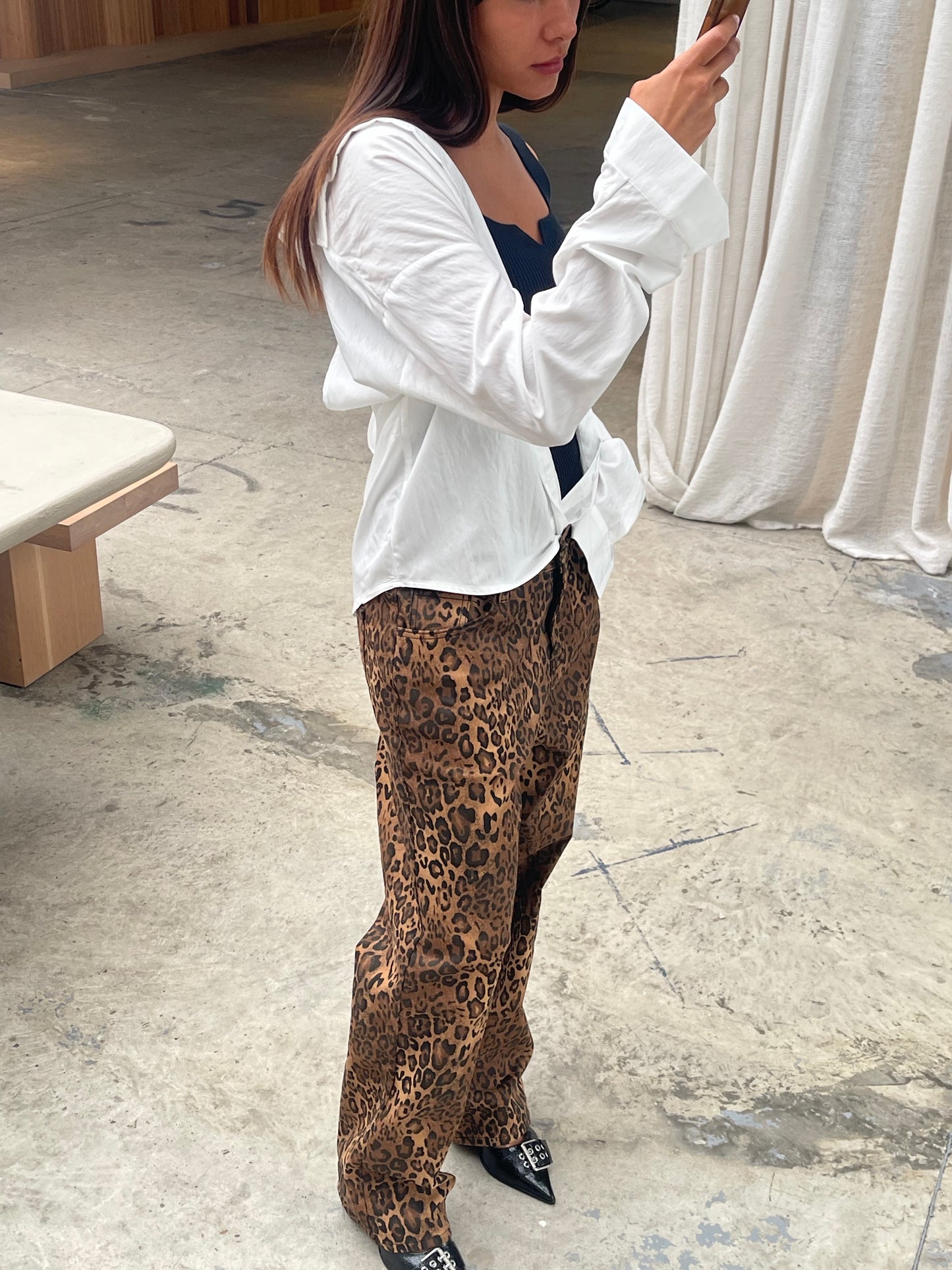Leopard Straight Jeans