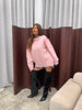 Oversized Wool Mix Jumper Pink