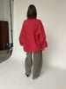 Oversized Striped Fleece Sweater Bright Red