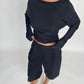 Soft Draped Off Shoulder Long Sleeve Top Black