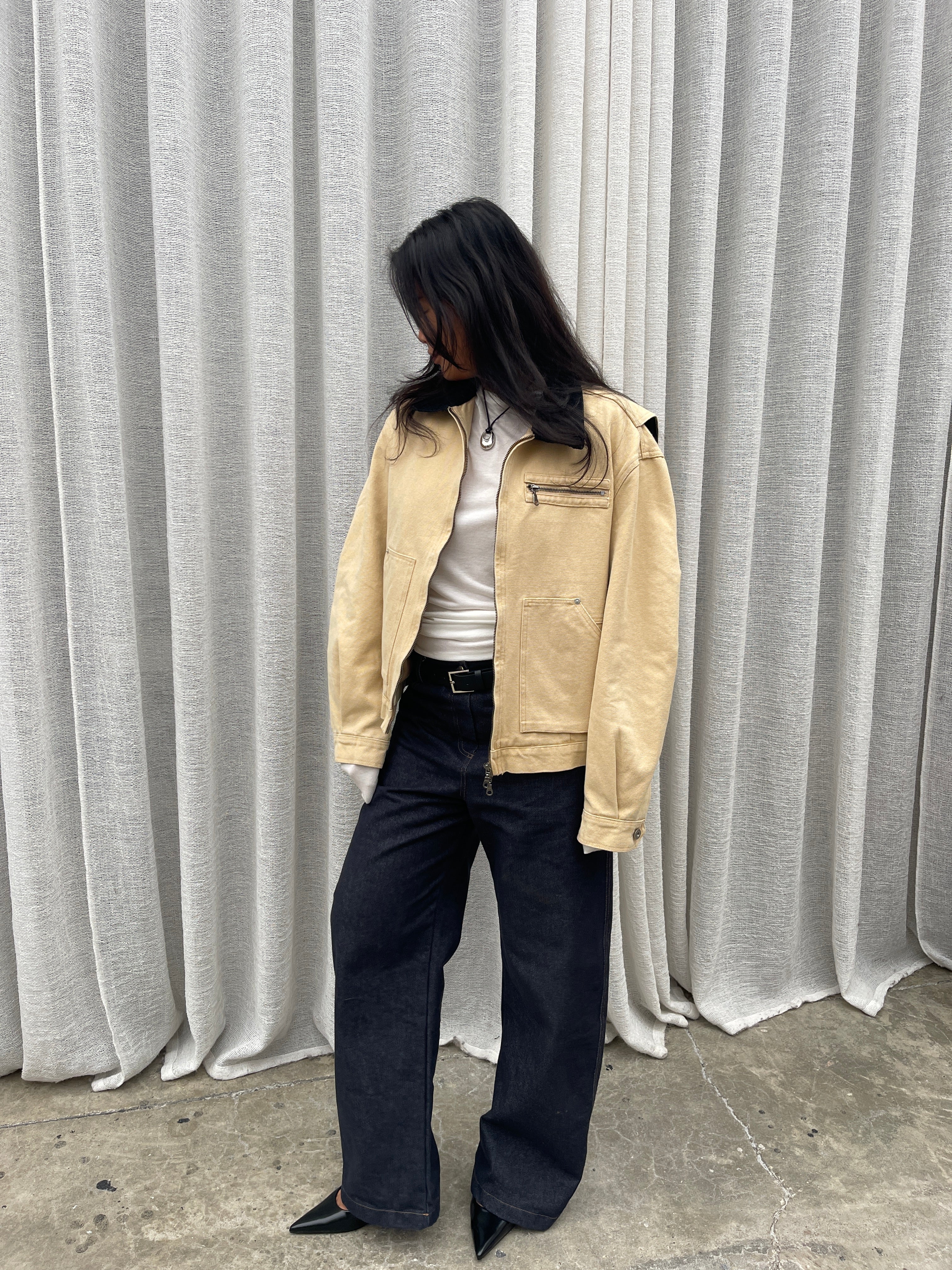 Canvas Workwear Jacket Sand – The Room Antwerp