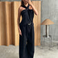 Front Twisted Loose Top Black