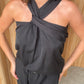 Front Twisted Loose Top Black