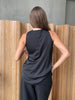Front Twisted Loose Top Black