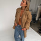 Übergroßer Blazer mit Seitenschlitz Kamel