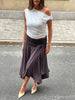 Belted Detail Flowy Midi Skirt Brown