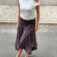 Belted Detail Flowy Midi Skirt Brown