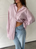 Oversized Striped Shirt Light Pink