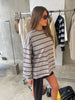 Oversized Striped Longsleeve Tee Heather Grey