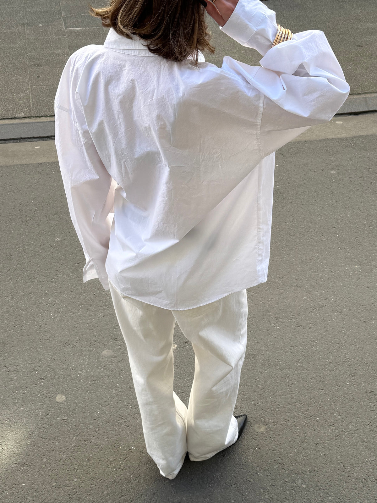 Oversized Side Buttoned Shirt White