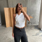 Front Twist Tank Top White
