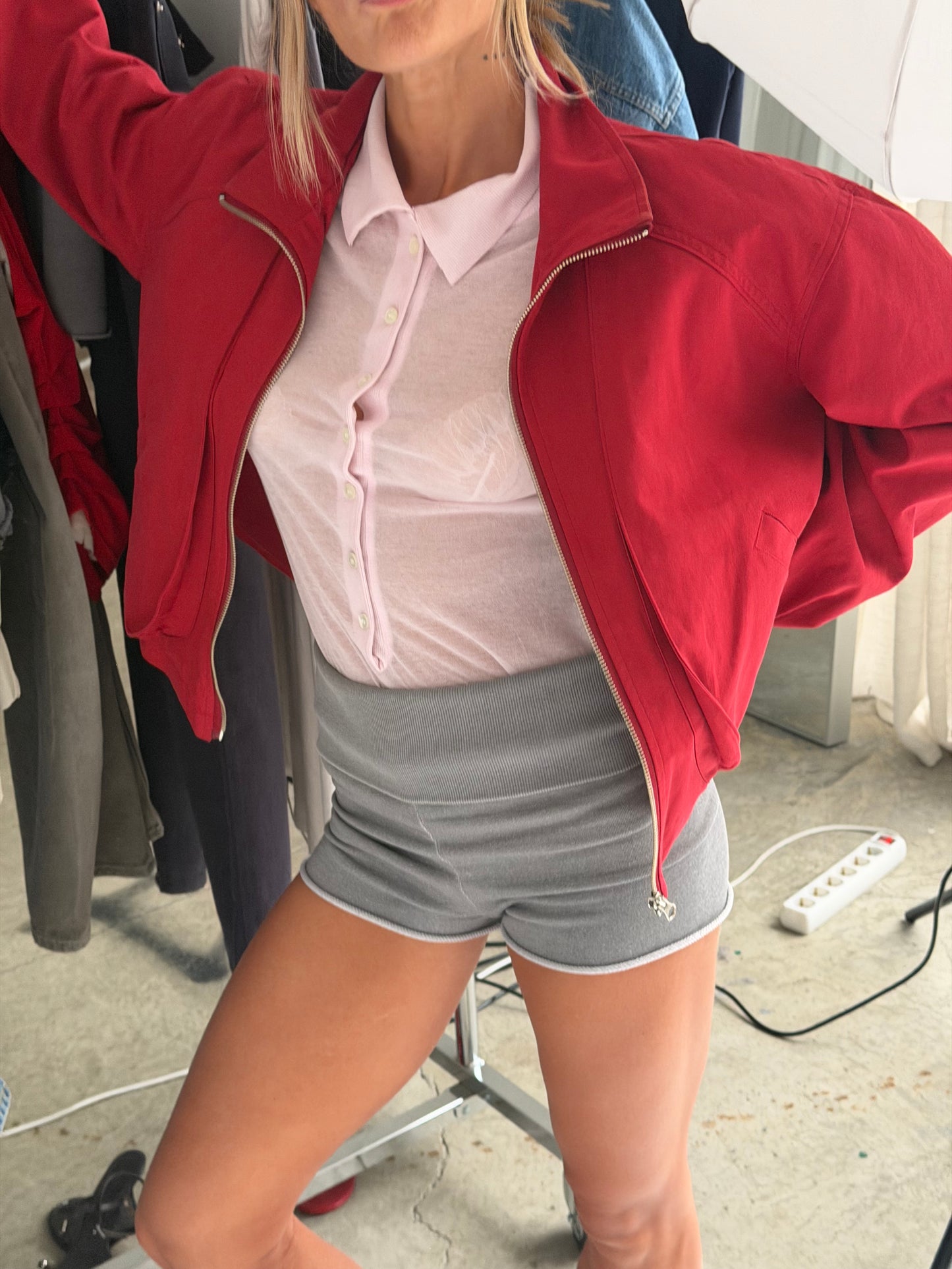 Fold Over Fitted Shorts Grey