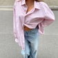 Oversized Striped Shirt Light Pink