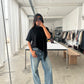 Short Sleeved Scarf Tee Black