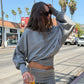 Draped Off-Shoulder Sweater Grey
