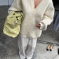 Oversized Press Button Cardigan Cream