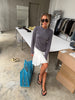 Scrunched Collar Top Charcoal
