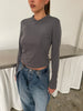 Scrunched Collar Top Charcoal