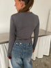 Scrunched Collar Top Charcoal