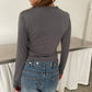 Scrunched Collar Top Charcoal