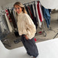 Steppjacke mit Steppmuster Creme