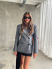 Pinstriped Cinched Blazer Grey Melange