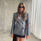 Pinstriped Cinched Blazer Grey Melange