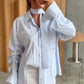 Oversized Striped Drawstring Shirt With Tie