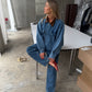 Oversized Corduroy Collared Denim Jacket