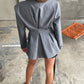 Pinstriped Cinched Blazer Grey Melange