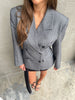 Pinstriped Cinched Blazer Grey Melange