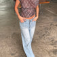 Draped Over Shoulder Checked Top Burgundy