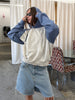 Contrast Colour Baseball Hoodie Sky Blue