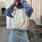 Contrast Colour Baseball Hoodie Sky Blue