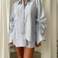 Oversized Striped Drawstring Shirt With Tie