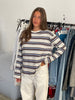 Oversized Striped Longsleeve Tee Ivory