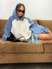 Contrast Colour Baseball Hoodie Sky Blue