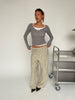 Double Layered Buttoned Top Grey