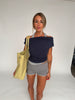 Double Layered Halter Neck Tee Navy