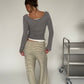 Soft Striped Drawstring Lounge Pants Ivory