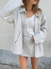 Pinstripe Zipper Jacket White