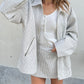 Pinstripe Zipper Jacket White