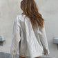 Pinstripe Zipper Jacket White
