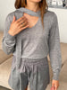 Scarf Detail Knitted Top Grey
