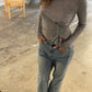 Side Buttoned Longsleeve Top Grey